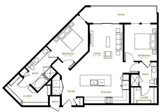 Berkshire Pullman Rise apartments Dallas Floor plan 21