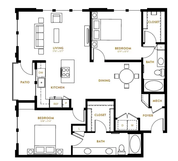 Berkshire Pullman Rise apartments Dallas Floor plan 23