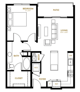 Berkshire Pullman Rise apartments Dallas Floor plan 3