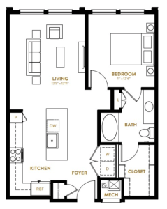 Berkshire Pullman Rise apartments Dallas Floor plan 5