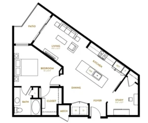 Berkshire Pullman Rise apartments Dallas Floor plan 6