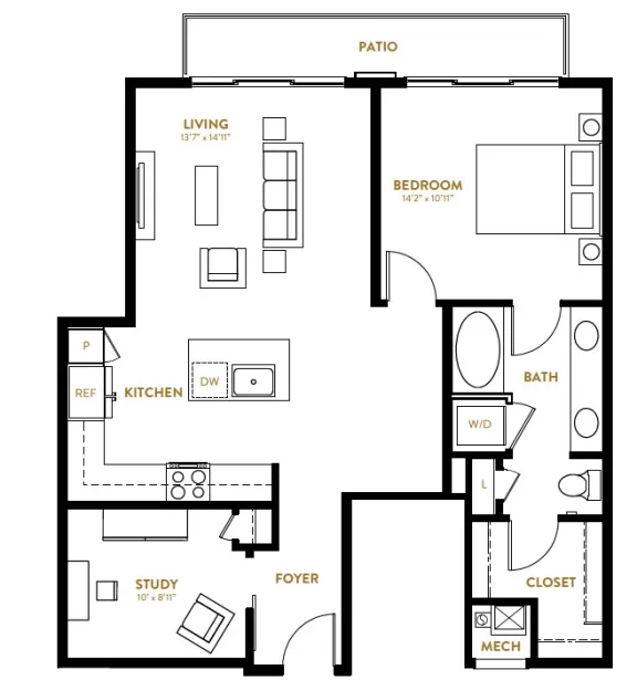Berkshire Pullman Rise apartments Dallas Floor plan 9