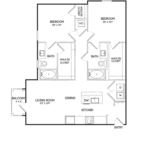 Birchway Hudson Oaks Rise apartments Dallas Floor plan 6