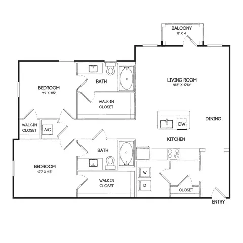 Birchway Hudson Oaks Rise apartments Dallas Floor plan 8
