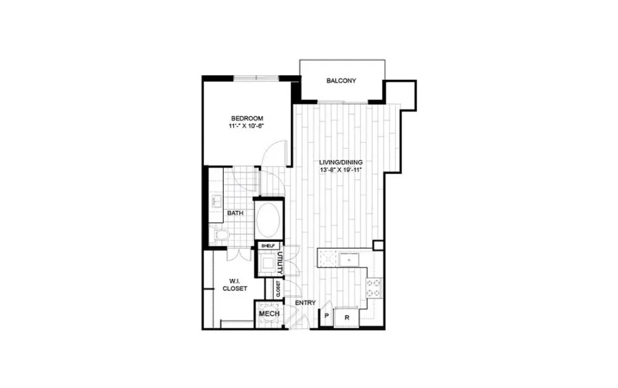Brady Rise apartments Dallas Floor plan 1