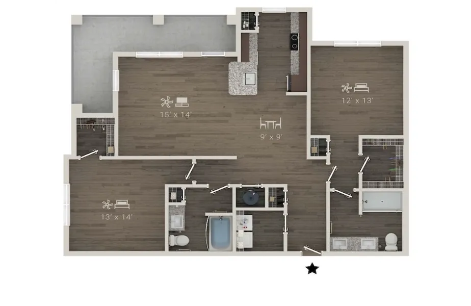 Brea Frisco Rise apartments Dallas Floor plan 9