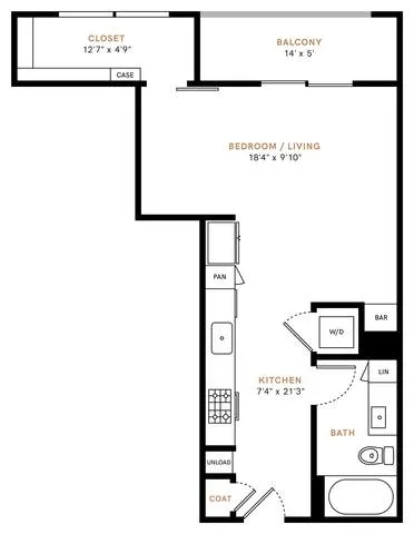 Carlisle and Vine Rise apartments Dallas Floor plan 1