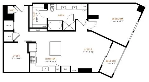 Carlisle and Vine Rise apartments Dallas Floor plan 11