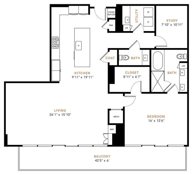 Carlisle and Vine Rise apartments Dallas Floor plan 13