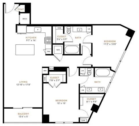 Carlisle and Vine Rise apartments Dallas Floor plan 18
