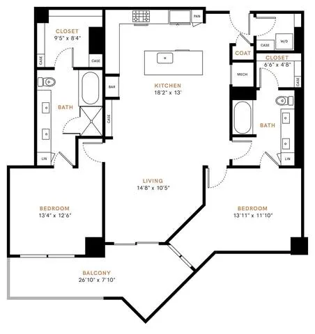 Carlisle and Vine Rise apartments Dallas Floor plan 20