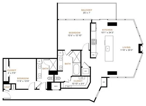 Carlisle and Vine Rise apartments Dallas Floor plan 21