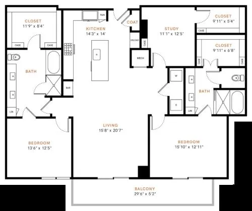 Carlisle and Vine Rise apartments Dallas Floor plan 22