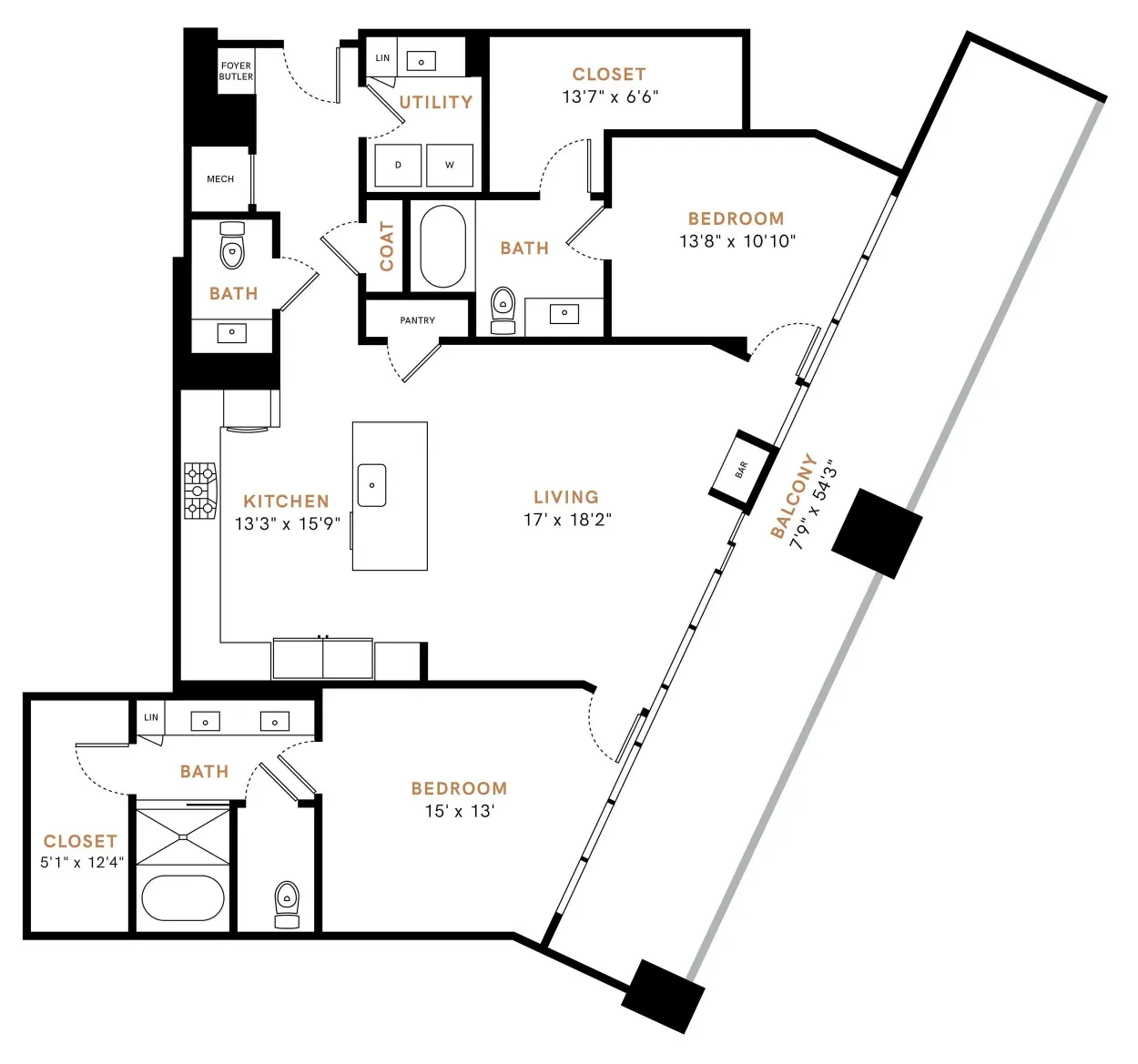 Carlisle and Vine Rise apartments Dallas Floor plan 23
