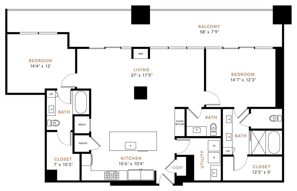 Carlisle and Vine Rise apartments Dallas Floor plan 24