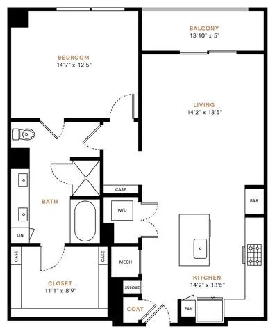 Carlisle and Vine Rise apartments Dallas Floor plan 5