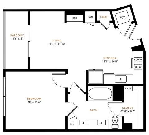 Carlisle and Vine Rise apartments Dallas Floor plan 7