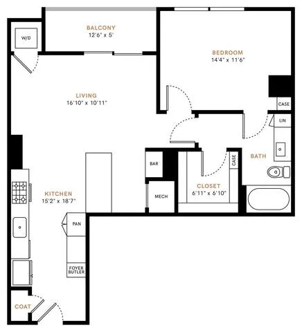 Carlisle and Vine Rise apartments Dallas Floor plan 9