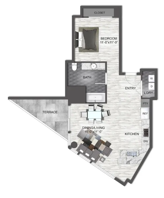 Cirque Rise apartments Dallas Floor plan 1