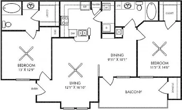 Clearpoint Crossing Residences Rise Apartments Houston FloorPlan 3