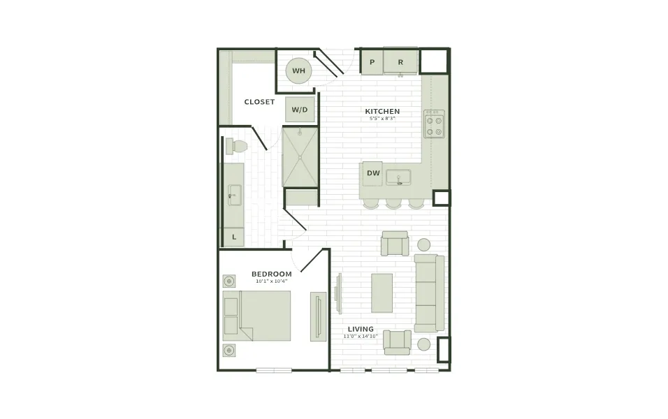 Darby Knox District Rise apartments Dallas Floor plan 1
