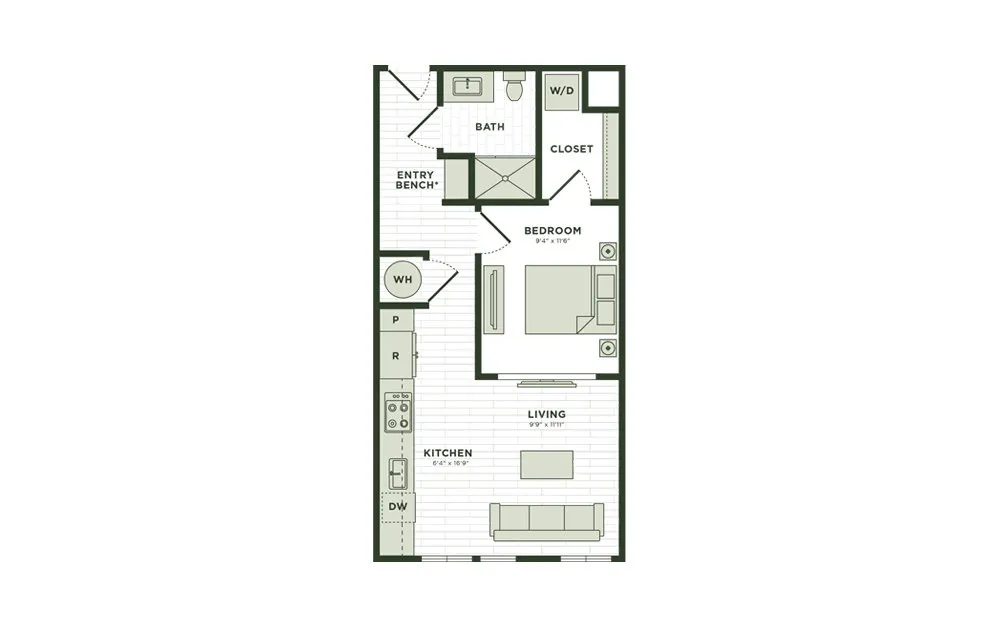 Darby Knox District Rise apartments Dallas Floor plan 2