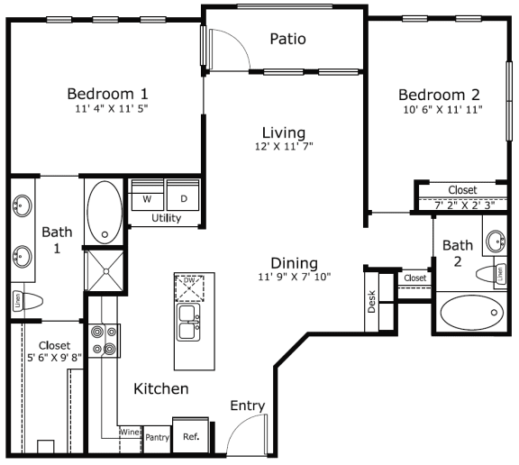 Dolce Midtown Rise Apartments Houston FloorPlan 6