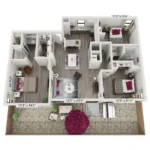 Estates at Plum Creek Rise apartments Dallas Floor plan 3