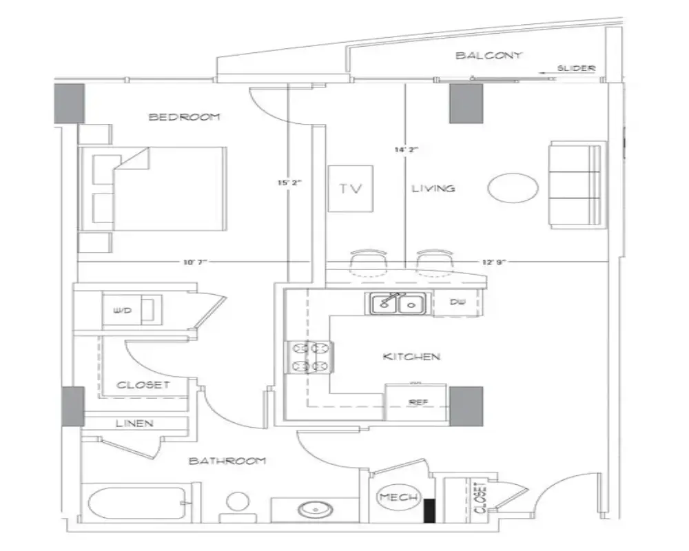 Glass House by Windsor Apartments Rise Apartments Floorplan 1