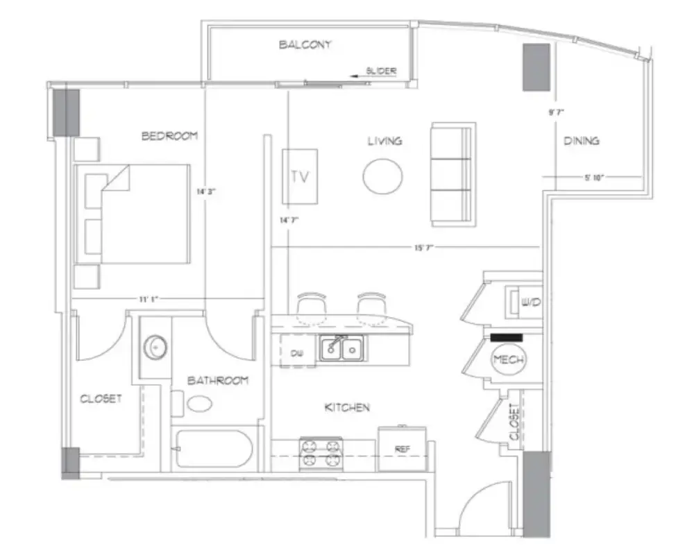 Glass House by Windsor Apartments Rise Apartments Floorplan 3