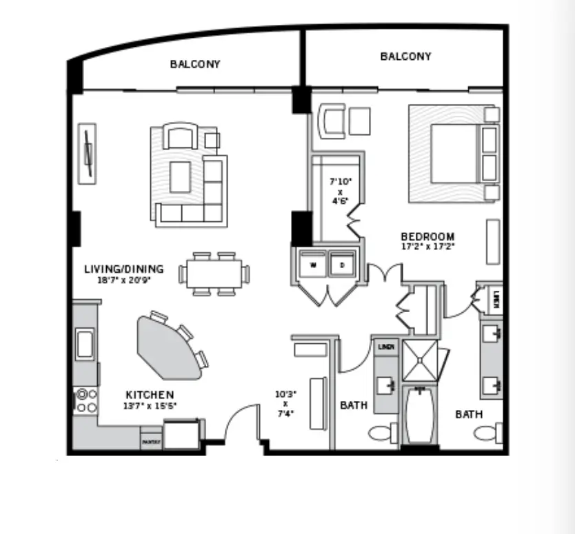One Uptown Rise apartments Dallas FloorPlan 15