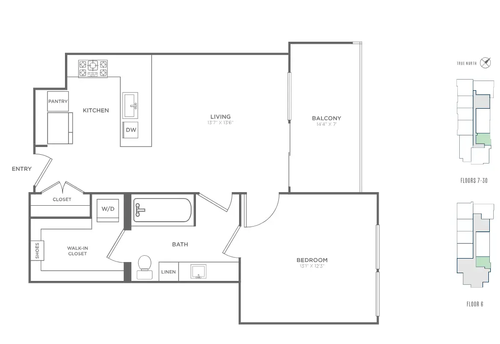 Residences at Park District Rise Apartments Dallas FloorPlan 1