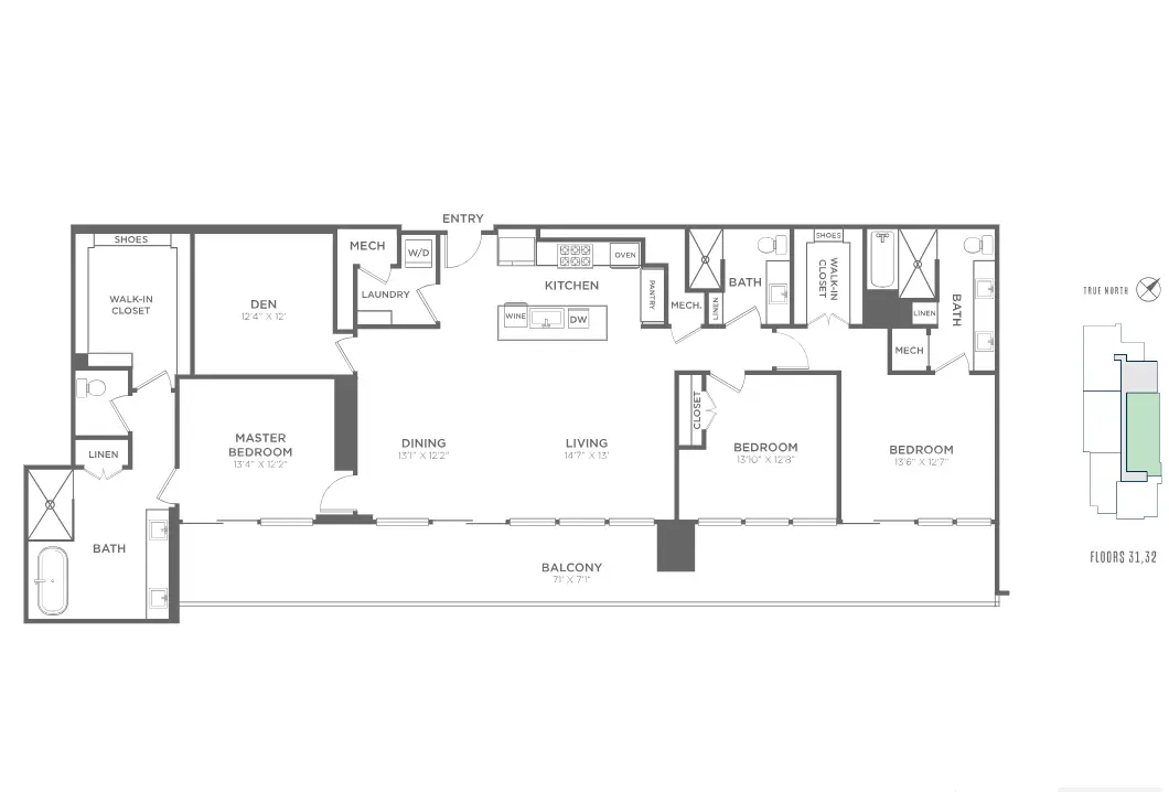 Residences at Park District Rise Apartments Dallas FloorPlan 14