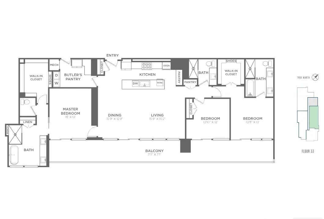Residences at Park District Rise Apartments Dallas FloorPlan 16