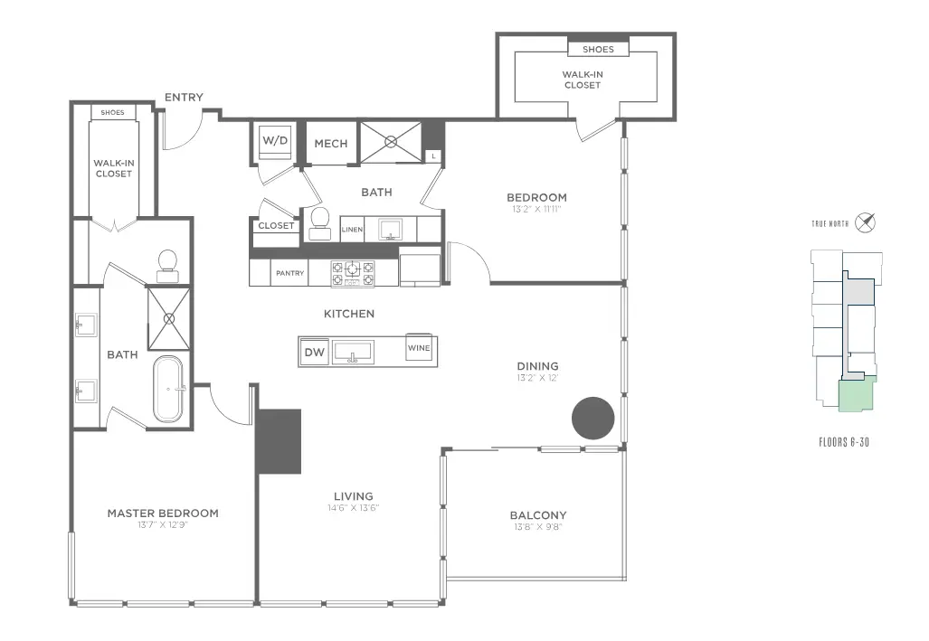Residences at Park District Rise Apartments Dallas FloorPlan 6