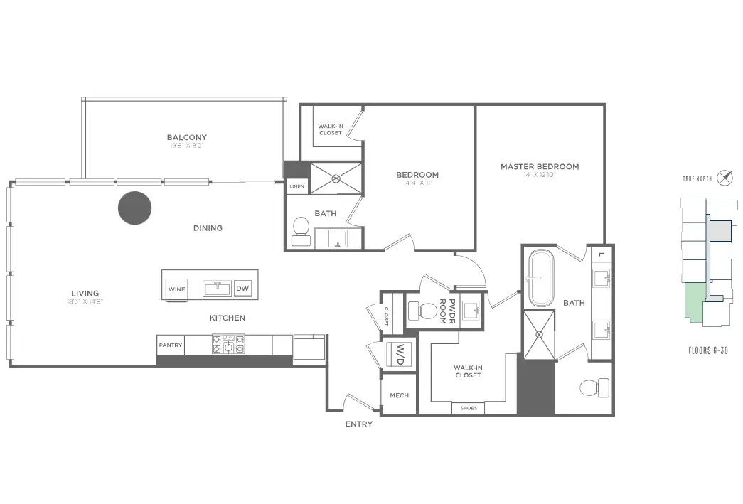 Residences at Park District Rise Apartments Dallas FloorPlan 7
