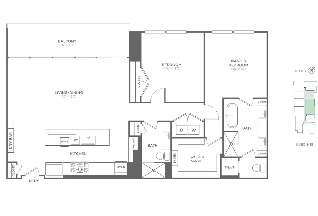 Residences at Park District Rise Apartments Dallas FloorPlan 8