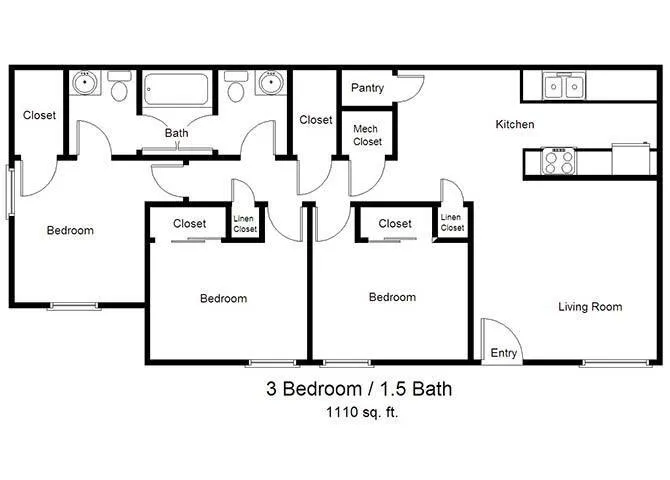 St. James Village Rise apartments Houston Floor plan 3