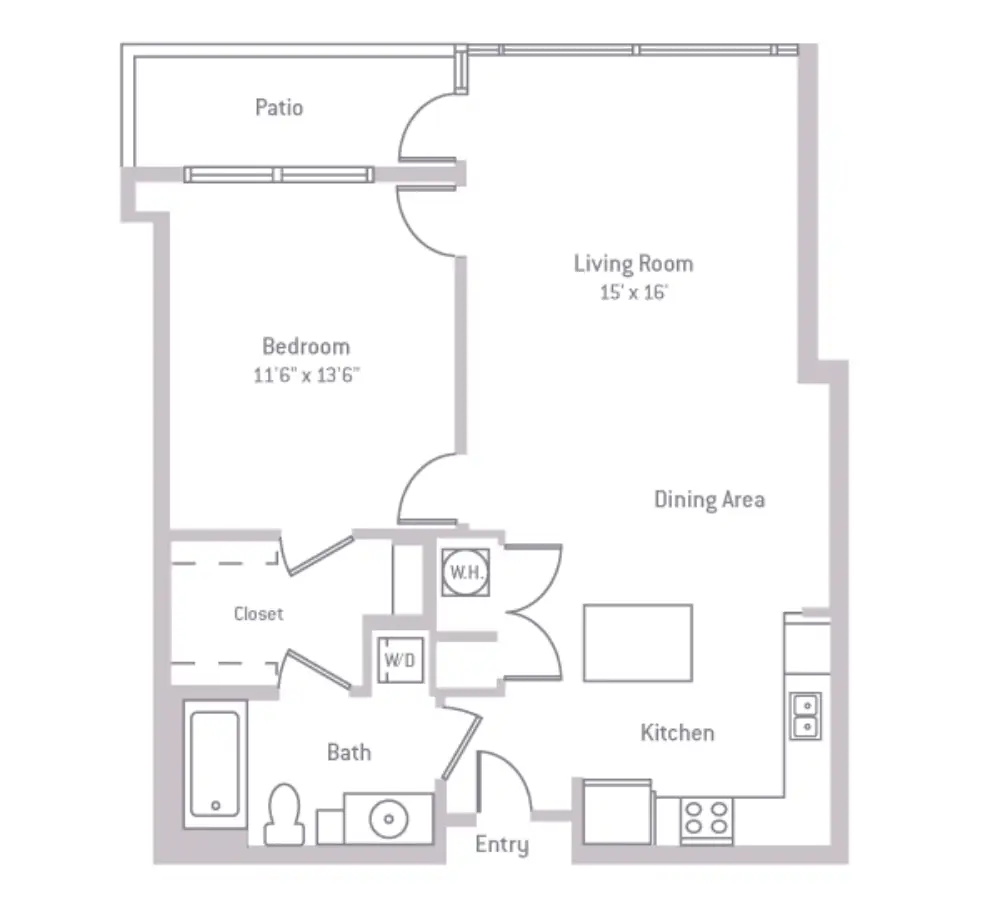 The Element at Mercantile Place Rise Apartments Floorplan 1