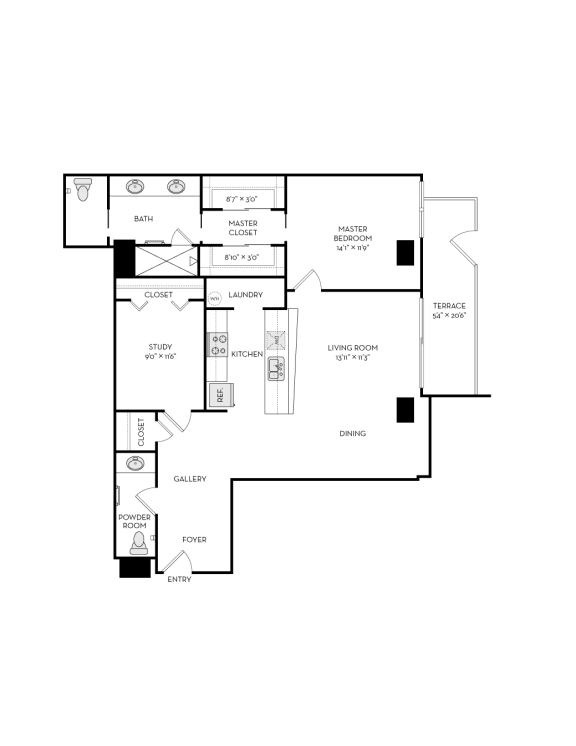 The Heights at Park Lane Rise apartments Dallas Floor plan 11