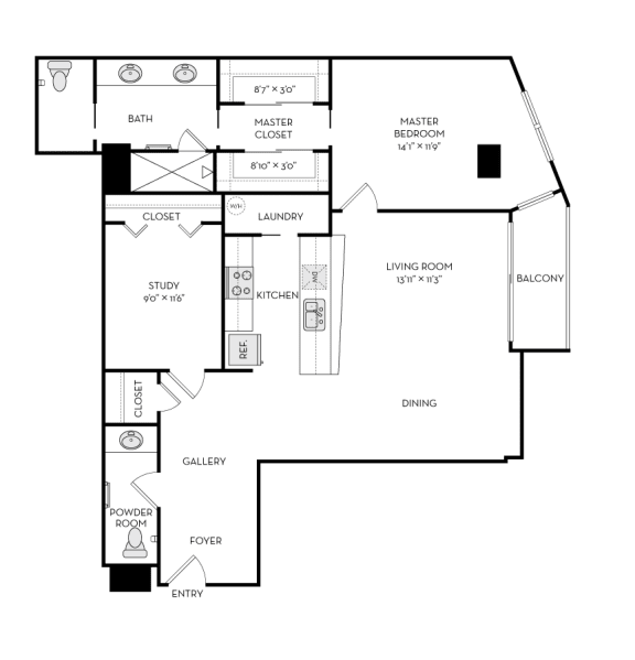 The Heights at Park Lane Rise apartments Dallas Floor plan 12