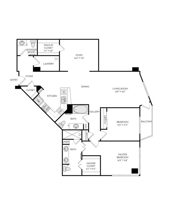 The Heights at Park Lane Rise apartments Dallas Floor plan 13