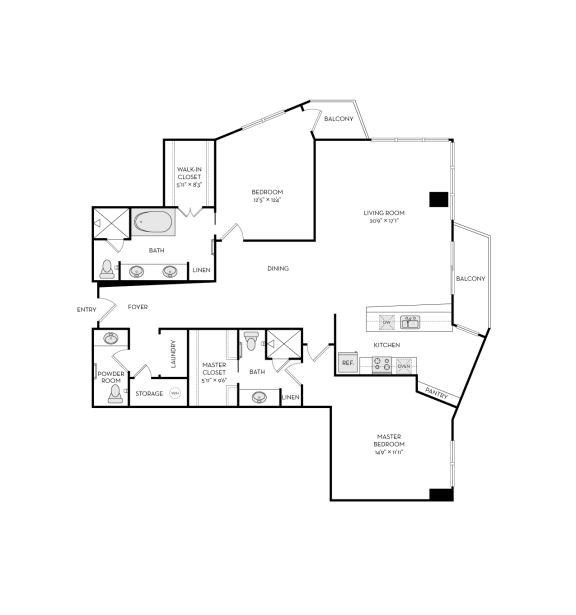 The Heights at Park Lane Rise apartments Dallas Floor plan 14