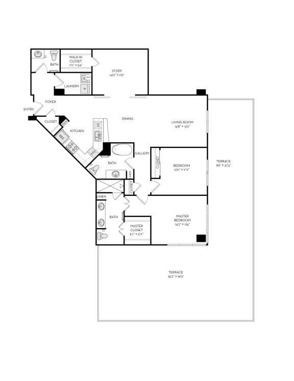 The Heights at Park Lane Rise apartments Dallas Floor plan 21