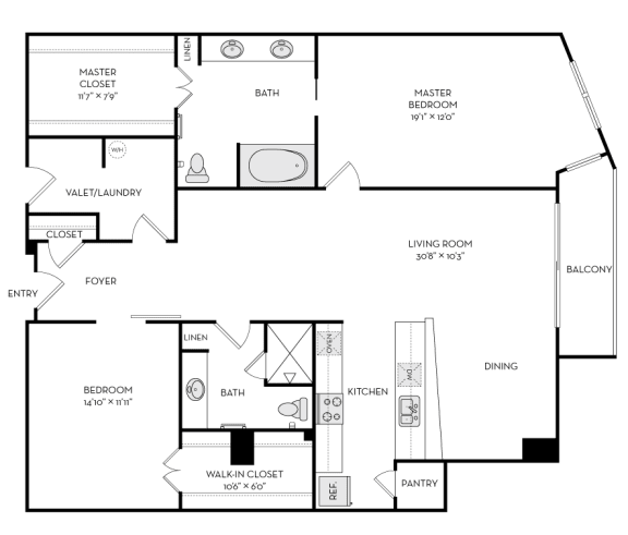 The Heights at Park Lane Rise apartments Dallas Floor plan 22