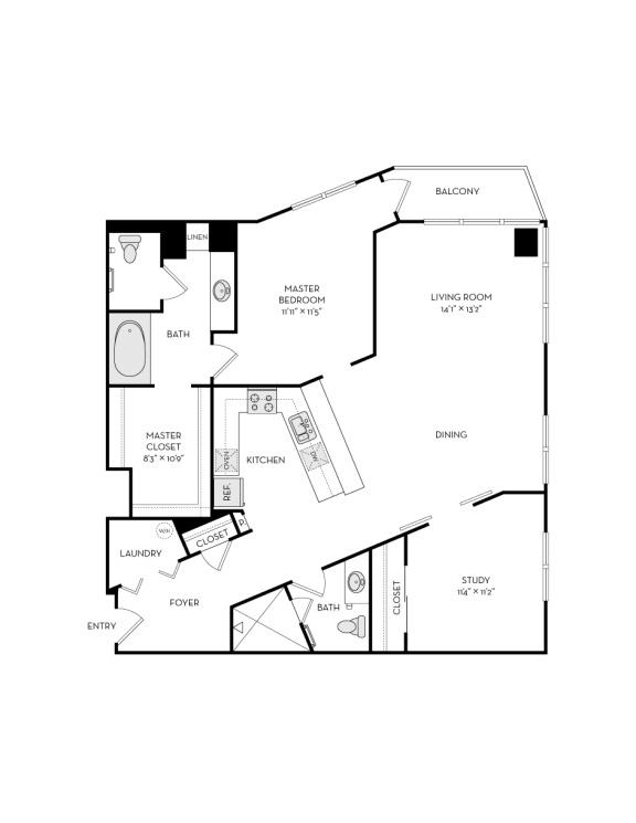 The Heights at Park Lane Rise apartments Dallas Floor plan 3