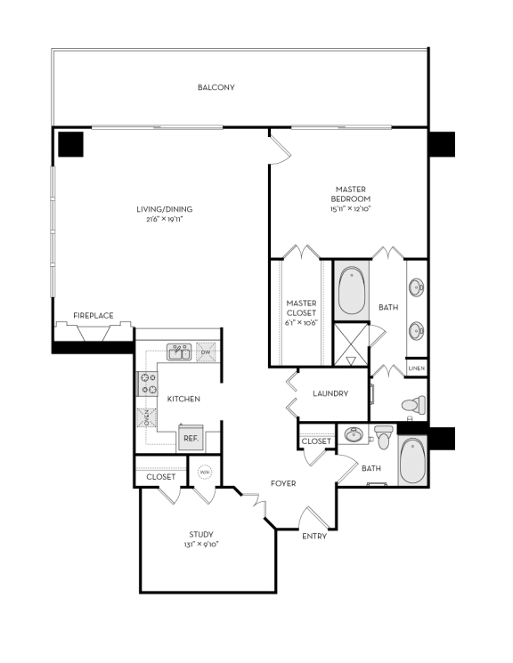 The Heights at Park Lane Rise apartments Dallas Floor plan 4