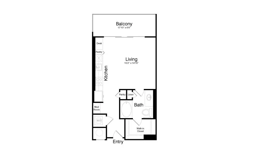 The Katy in Victory Park Rise apartments Dallas Floor plan 1
