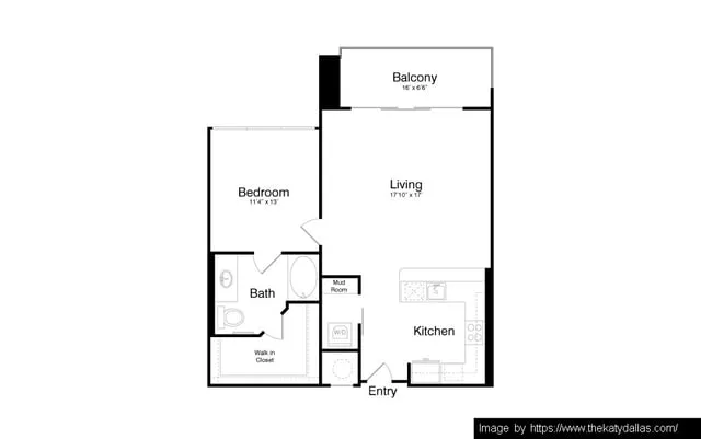 The Katy in Victory Park Rise apartments Dallas Floor plan 11