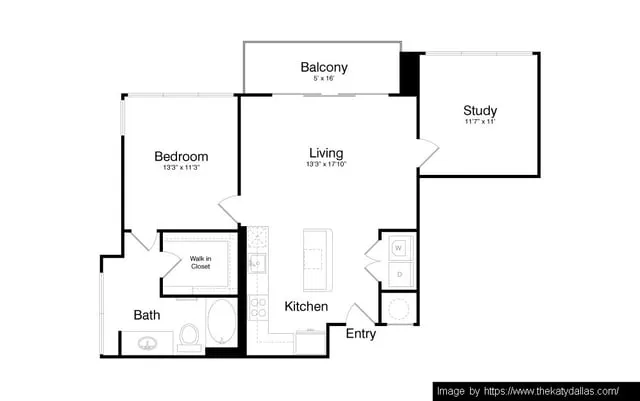 The Katy in Victory Park Rise apartments Dallas Floor plan 12
